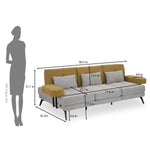Nocta 3 Seater Fabric Sofa- Mustard and Grey