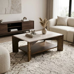 Okan Marble Top Center Table- Walnut