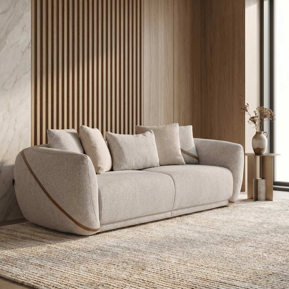Ondina 3 Seater Fabric Sofa- Beige