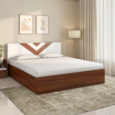 Nilkamal Orion Max Engineered Wood Bed With Box Storage Walnut