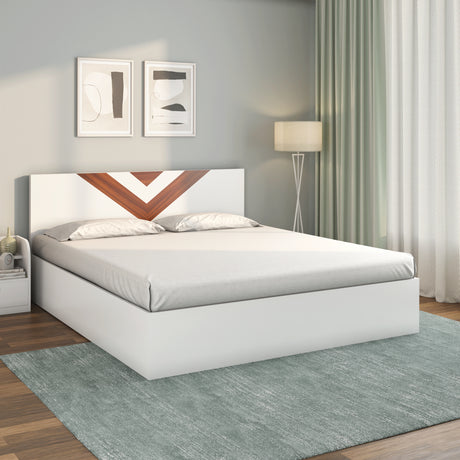 Nilkamal Orion Max Engineered Wood Bed With Box Storage White
