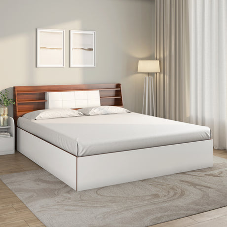 Nilkamal Ornate Max Engineered Wood Bed With Box Storage White
