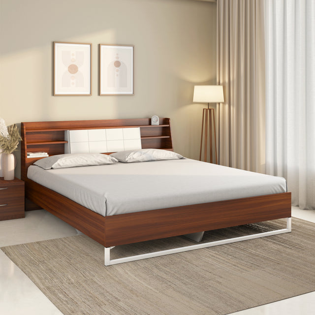 Nilkamal Ornate Meta Engineered Wood Without Storage Bed Walnut