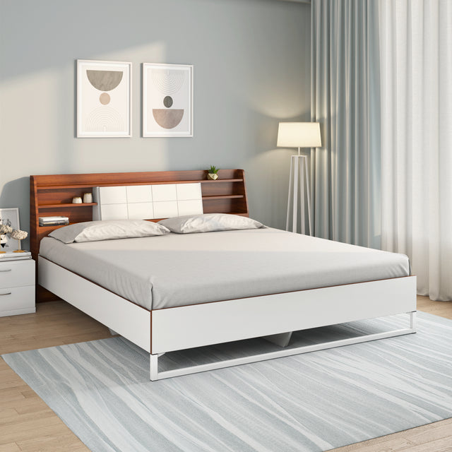 Nilkamal Ornate Meta Engineered Wood Without Storage Bed White
