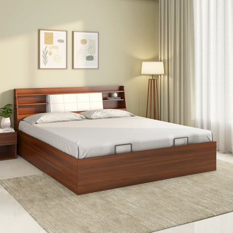 Nilkamal Ornate Prime Bed With Semi Hydraulic Storage (Walnut)