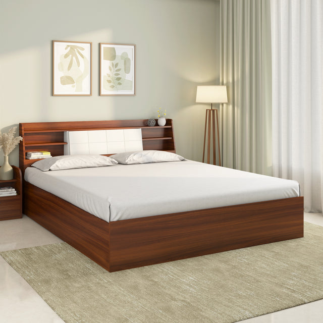 Nilkamal Ornate Max Engineered Wood Bed With Box Storage Walnut