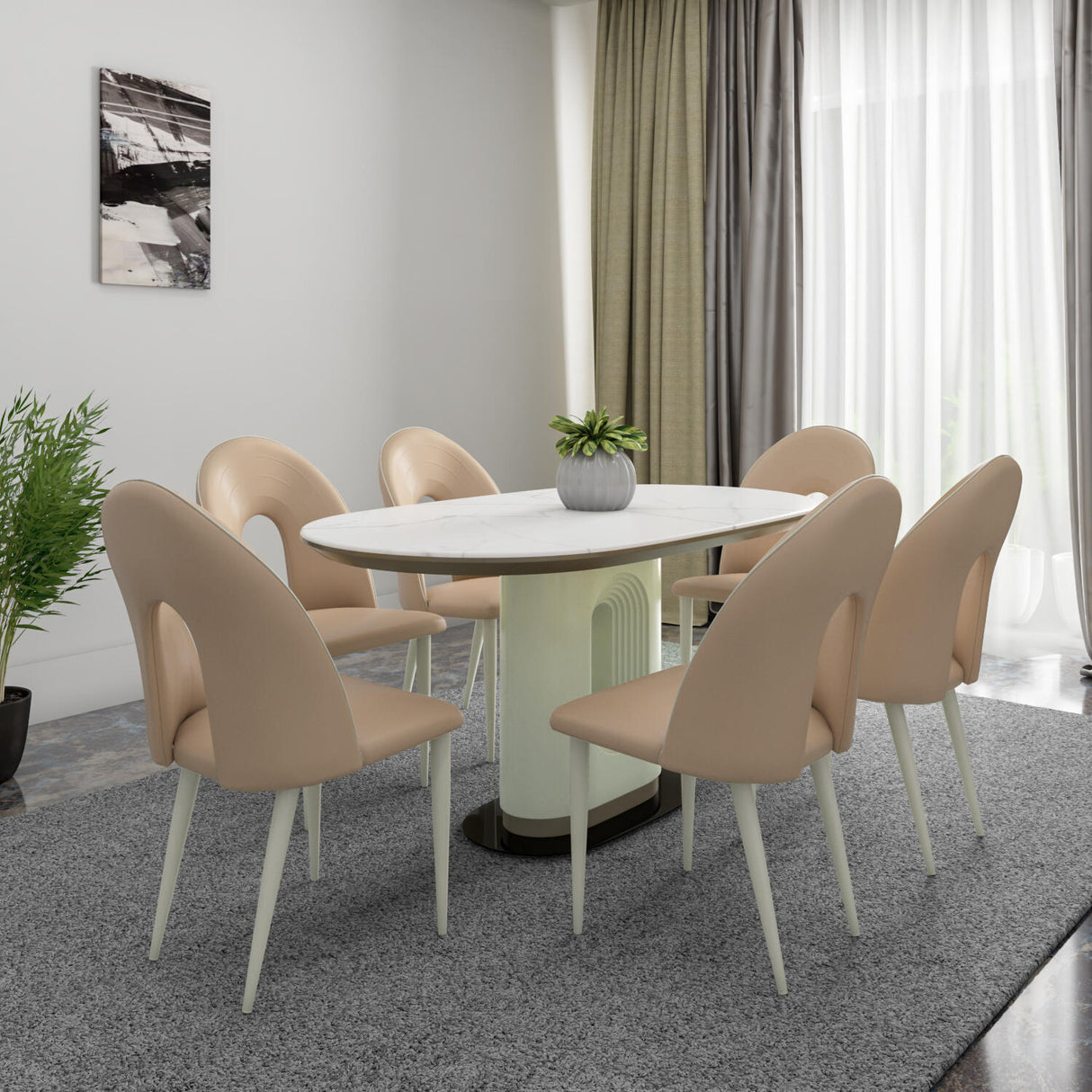 Nilkamal Orrin 6 Seater Dining Set Brown White