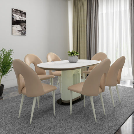 Nilkamal Orrin 6 Seater Dining Set Brown White