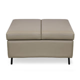 Infnia Leatherette Reversible Ottoman- Beige