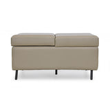 Infnia Leatherette Reversible Ottoman- Beige