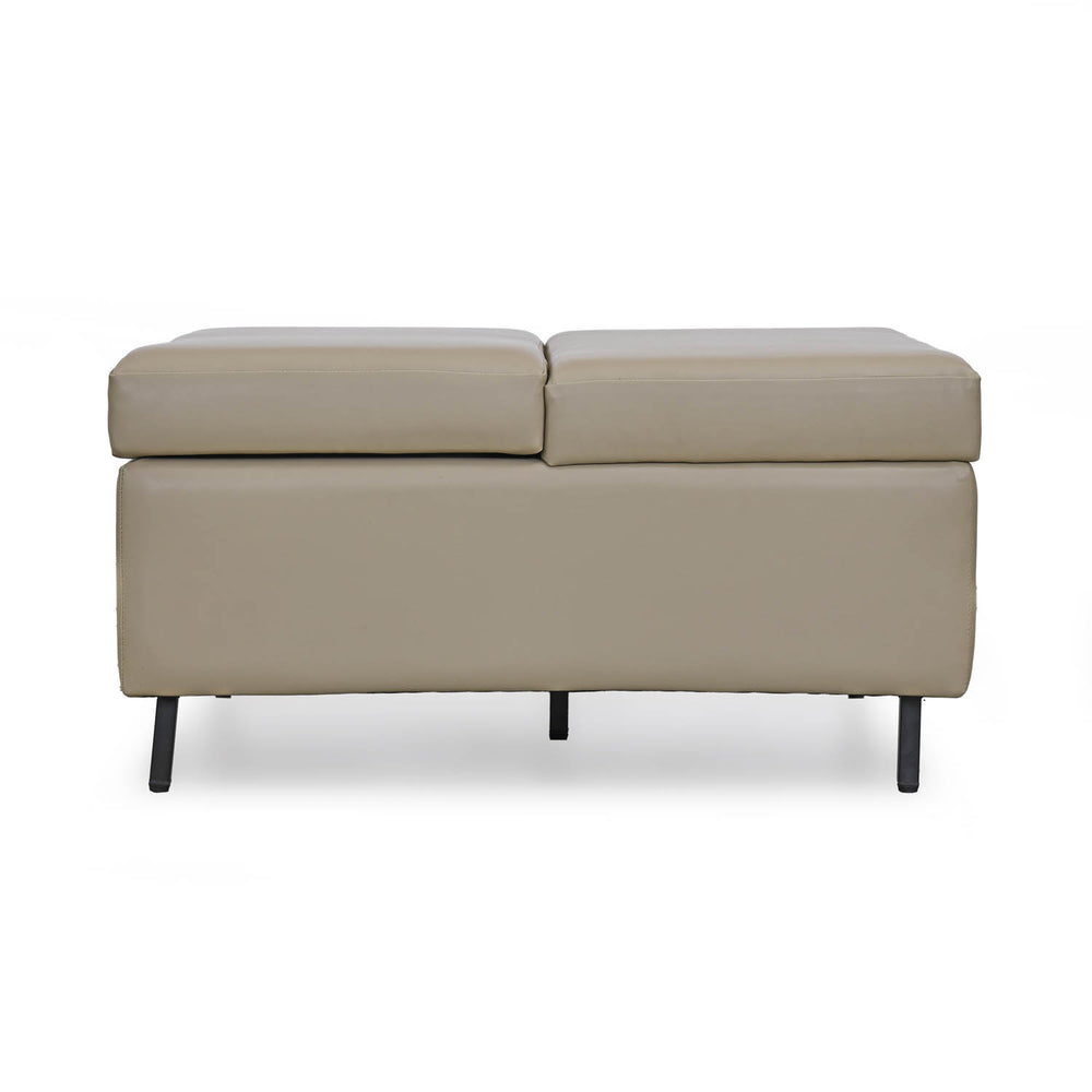 Infnia Leatherette Reversible Ottoman- Beige