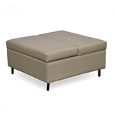 Infnia Leatherette Reversible Ottoman- Beige