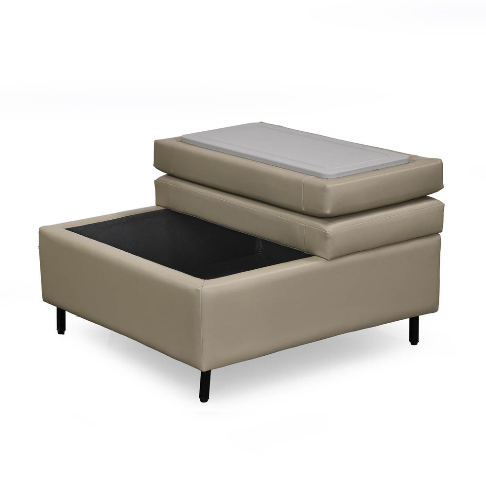 Infnia Leatherette Reversible Ottoman- Beige