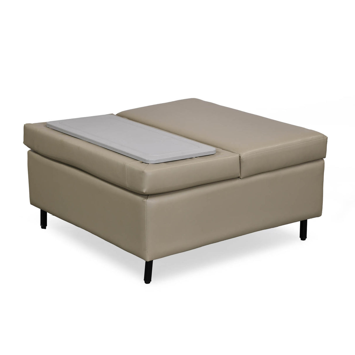 Infnia Leatherette Reversible Ottoman- Beige