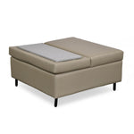 Infnia Leatherette Reversible Ottoman- Beige