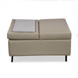 Infnia Leatherette Reversible Ottoman- Beige