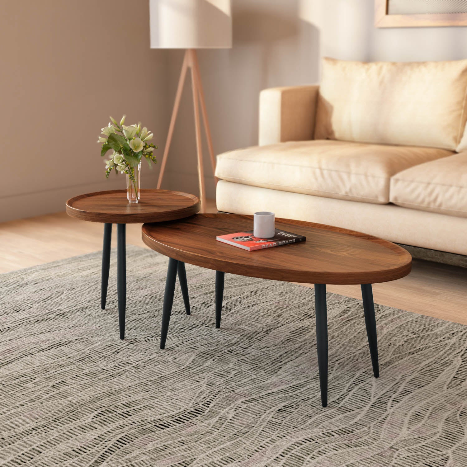 Ovie Center Table- Walnut Brown