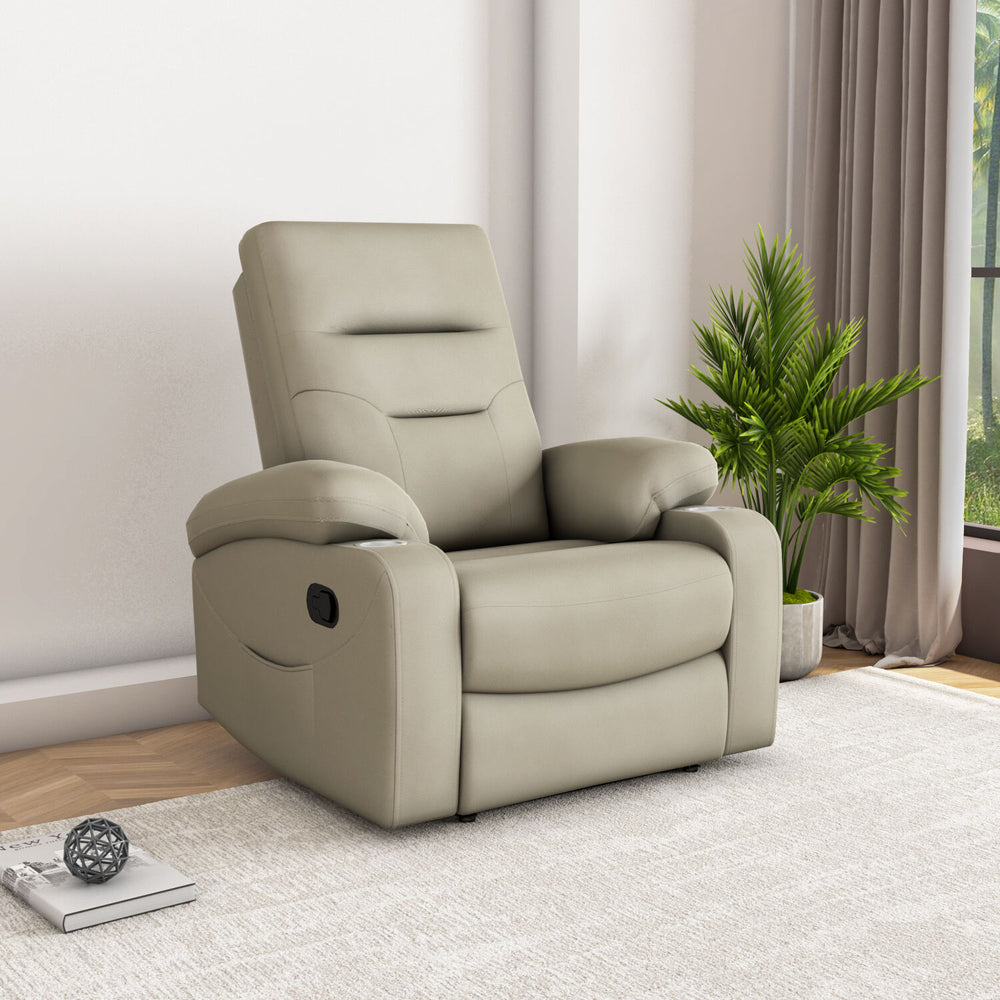 Parlor Massage Chair with Manual Recliner- Beige