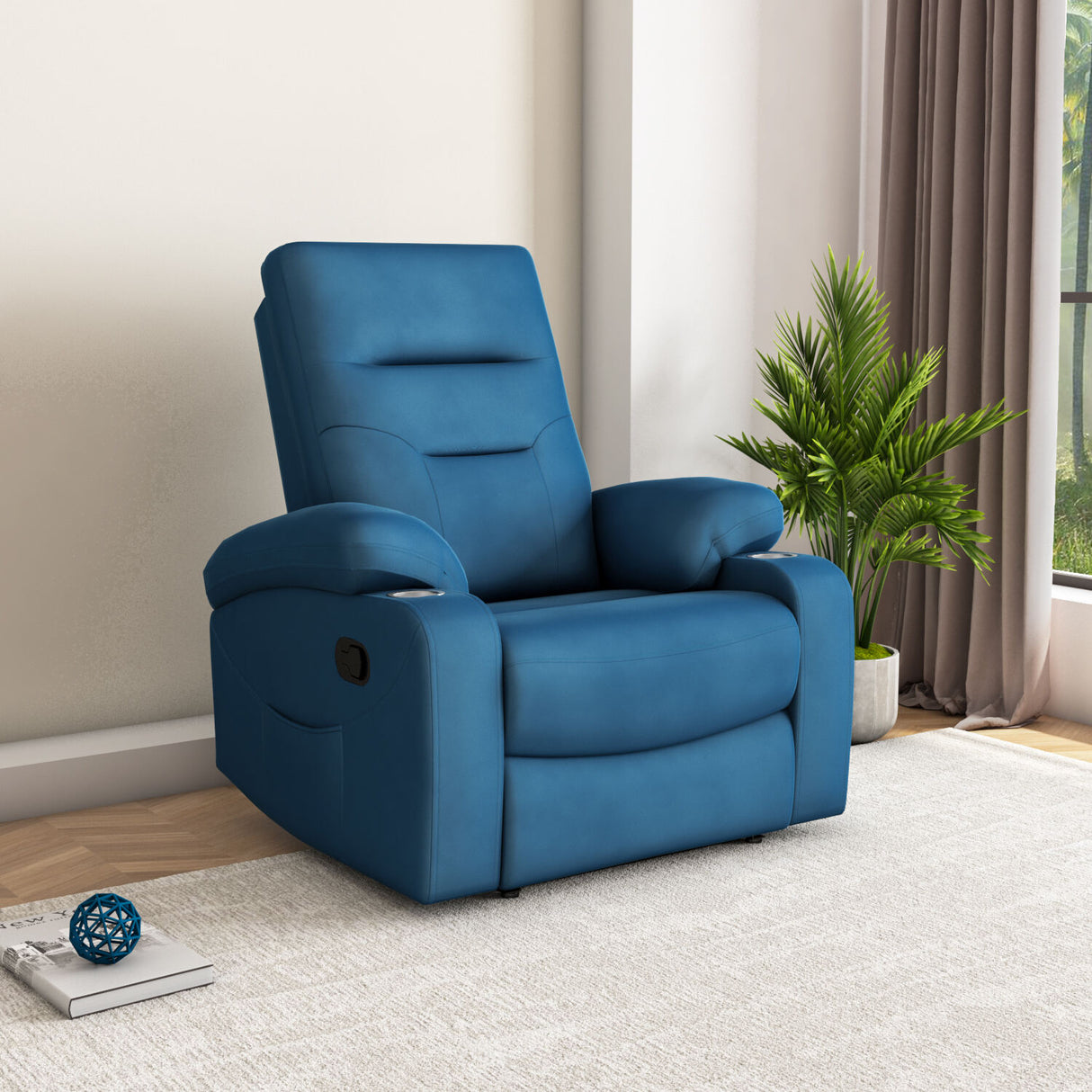 Parlor Massage Chair with Manual Recliner (Blue)