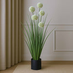 Allium Grass Artificial Plant with Pot (Green)