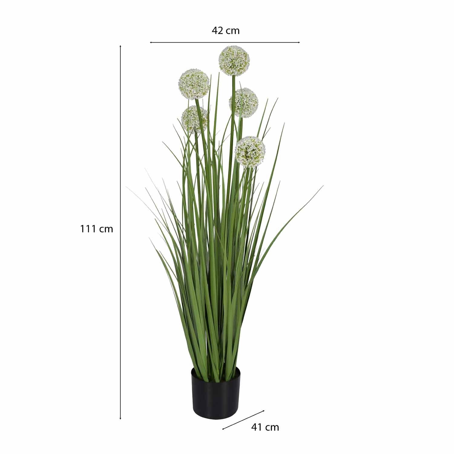 Allium Grass Artificial Plant with Pot (Green)