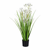 Allium Grass Artificial Plant with Pot (White)