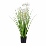 Allium Grass Artificial Plant with Pot (White)