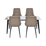 4 Seater Allune Ceramic Dining Set with Quado Base and Nivo Chairs- Ash White