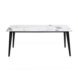 6 Seater Allune Ceramic Dining Set with Quado Base and Tierra Chairs- Ash White