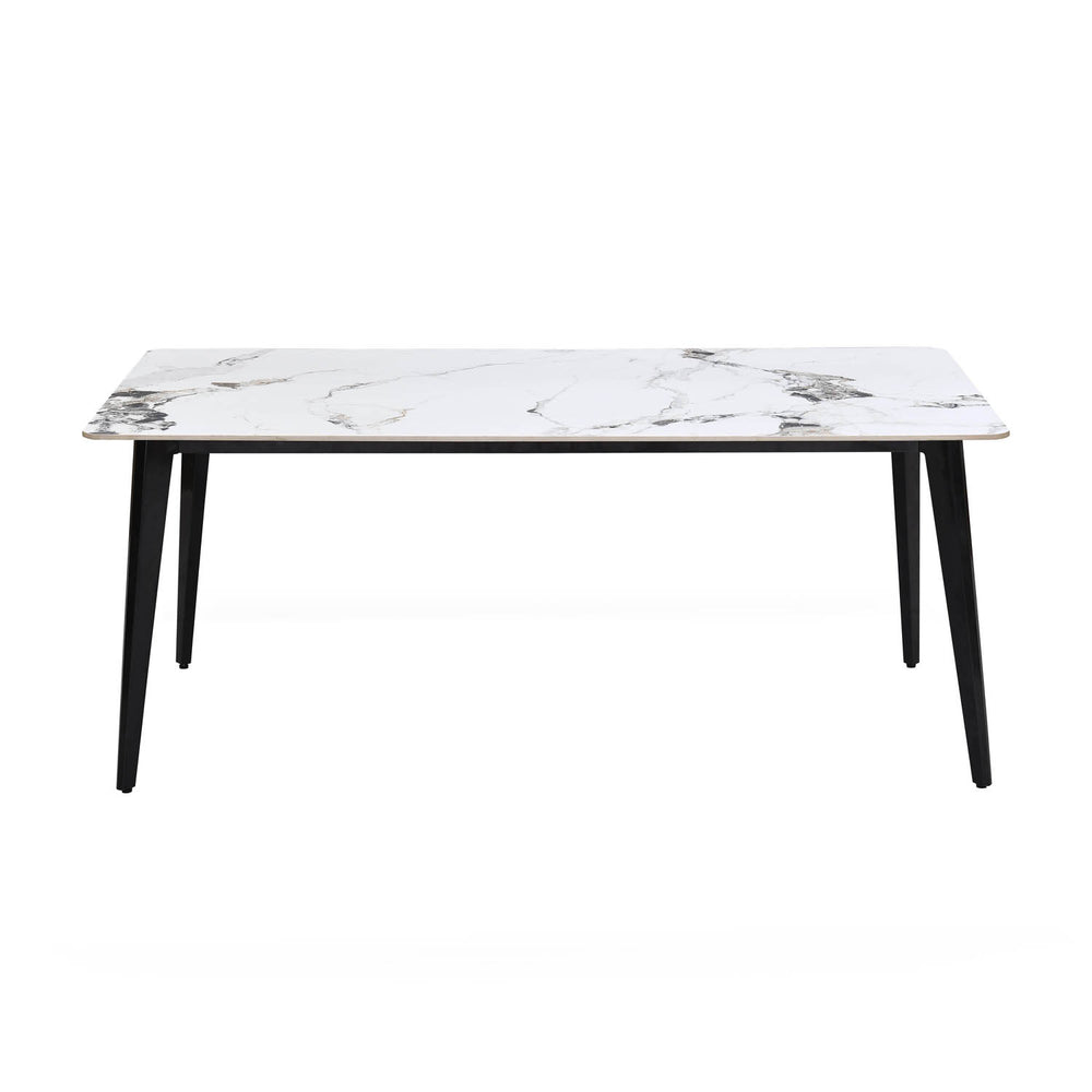 6 Seater Alune Ceramic Dining Set with Quado Base and Tierra Chairs- Ash White