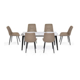 6 Seater Allune Ceramic Dining Set with Quado Base and Nivo Chairs- Ash White