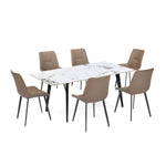 6 Seater Allune Ceramic Dining Set with Quado Base and Nivo Chairs- Ash White