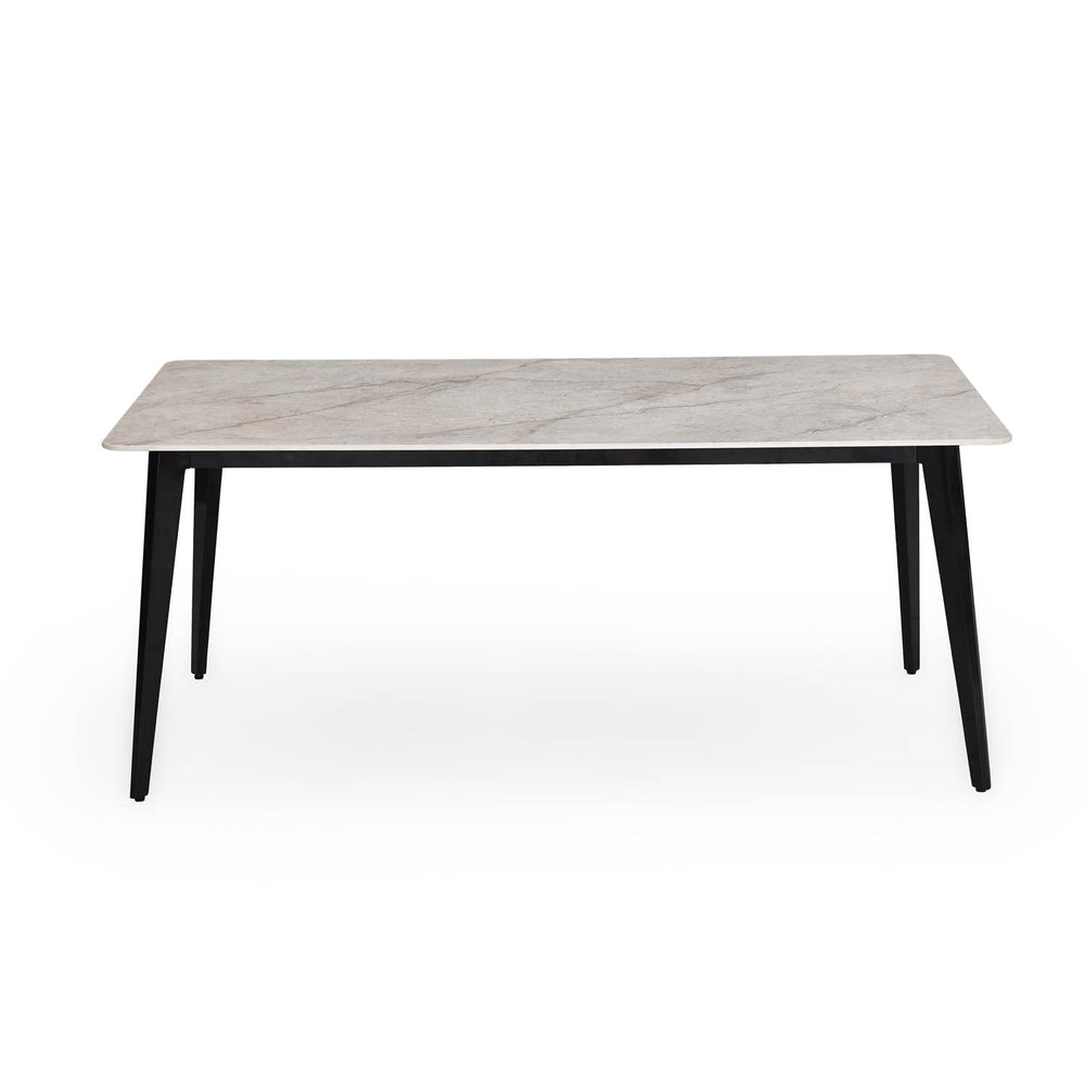 4 Seater Bevon Ceramic Dining Set with Quado Base and Tierra Chairs- Cloud Beige