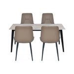 4 Seater Bevon Ceramic Dining Set with Quado Base and Nivo Chairs- Cloud Beige