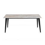 6 Seater Bevon Ceramic Dining Set with Quado Base and Linzy Chairs- Cloud Beige