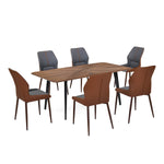 6 Seater Parquel Wooden Dining Set with Quado Base and Ellipse Chairs- Walnut Brown