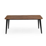 4 Seater Parquel Wooden Dining Set with Quado Base and Linzy Chairs- Walnut Brown