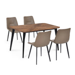 4 Seater Parquel Wooden Dining Set with Quado Base and Nivo Chairs- Walnut Brown