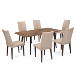 6 Seater Parquel Wooden Dining Set with Quado Base and Linzy Chairs- Walnut Brown