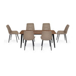 6 Seater Parquel Wooden Dining Set with Quado Base and Nivo Chairs- Walnut Brown