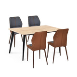 4 Seater Trava Marble Dining Set with Quado Base and Ellipse Chairs- Travertine