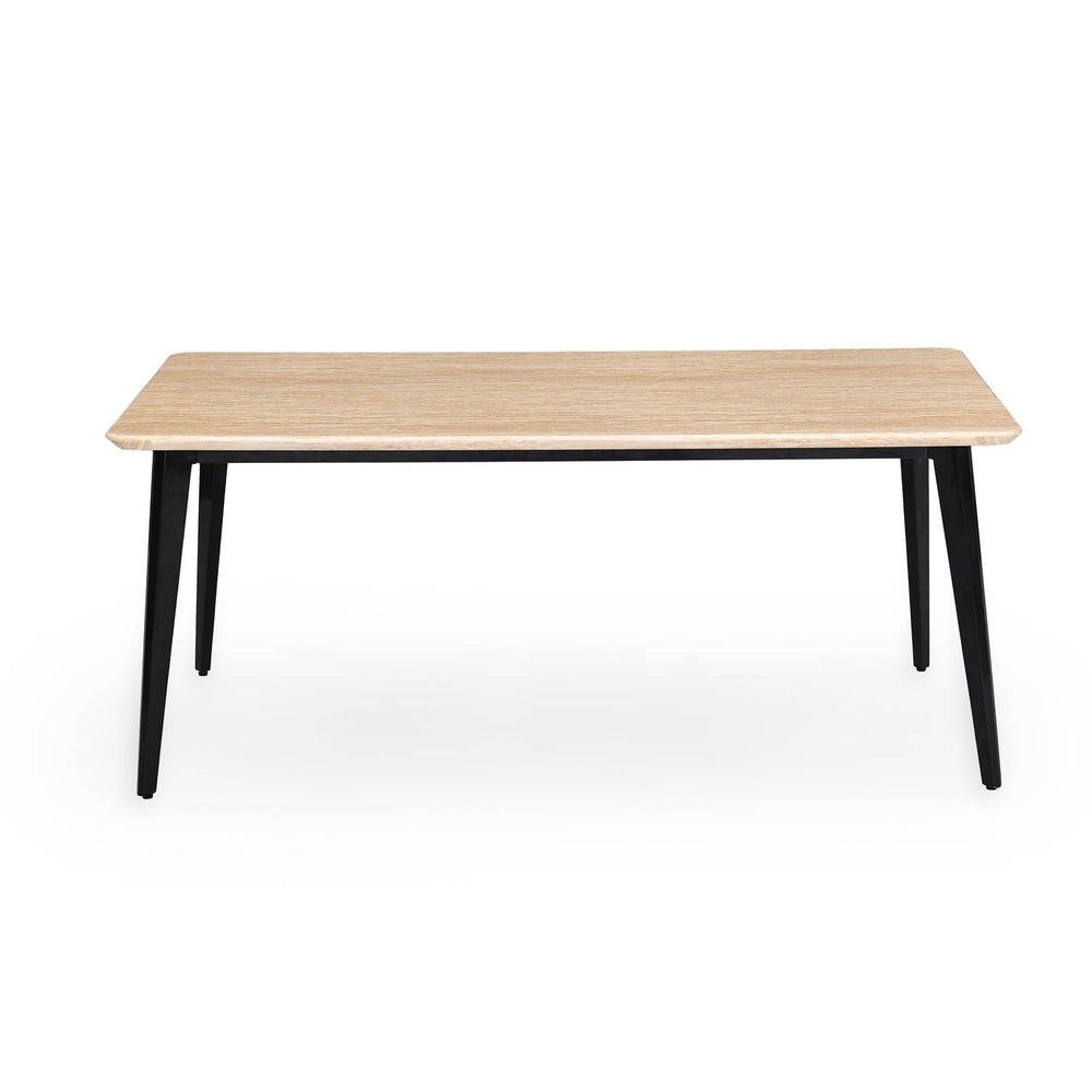 6 Seater Trava Marble Dining Set with Quado Base and Nivo Chairs- Travertine