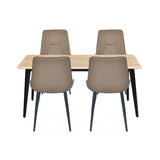 4 Seater Trava Marble Dining Set with Quado Base and Nivo Chairs- Travertine