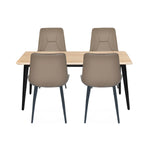 4 Seater Trava Marble Dining Set with Quado Base and Nivo Chairs- Travertine