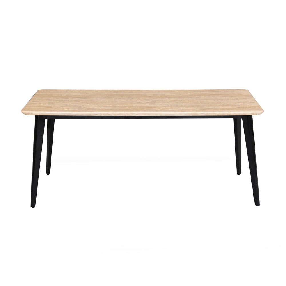 6 Seater Trava Marble Dining Set with Quado Base and Linzy Chairs- Travertine