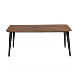 6 Seater Parquel Wooden Dining Set with Quado Base and Nivo Chairs- Walnut Brown