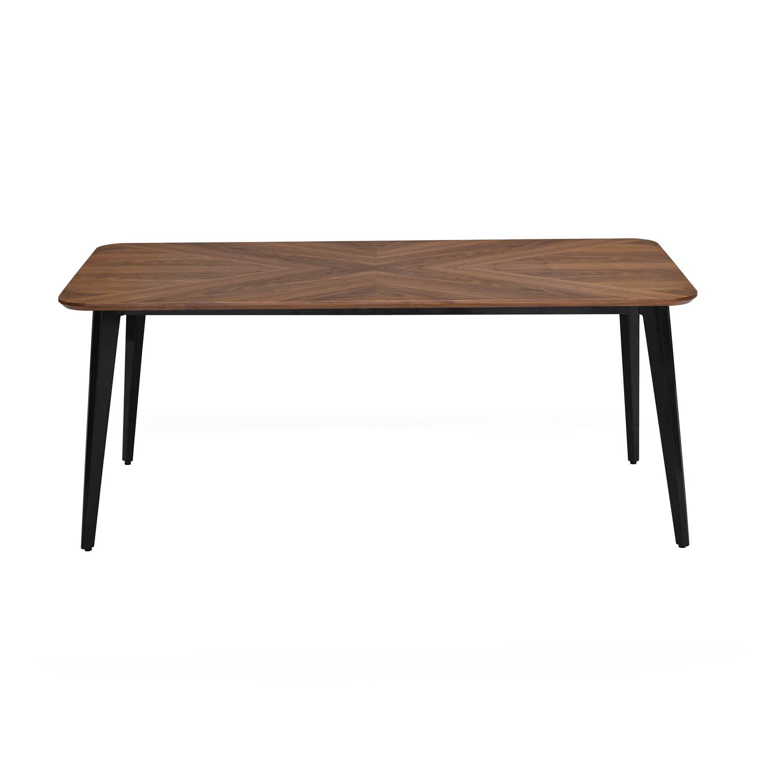 6 Seater Parquel Wooden Dining Set with Quado Base and Nivo Chairs- Walnut Brown