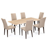 6 Seater Trava Marble Dining Set with Quado Base and Linzy Chairs- Travertine