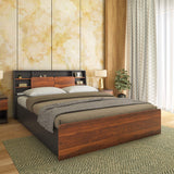 Raven Wooden Queen Bed with Box Storage- Wenge