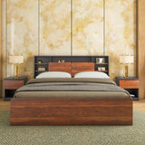 Raven Wooden Queen Bed with Box Storage- Wenge